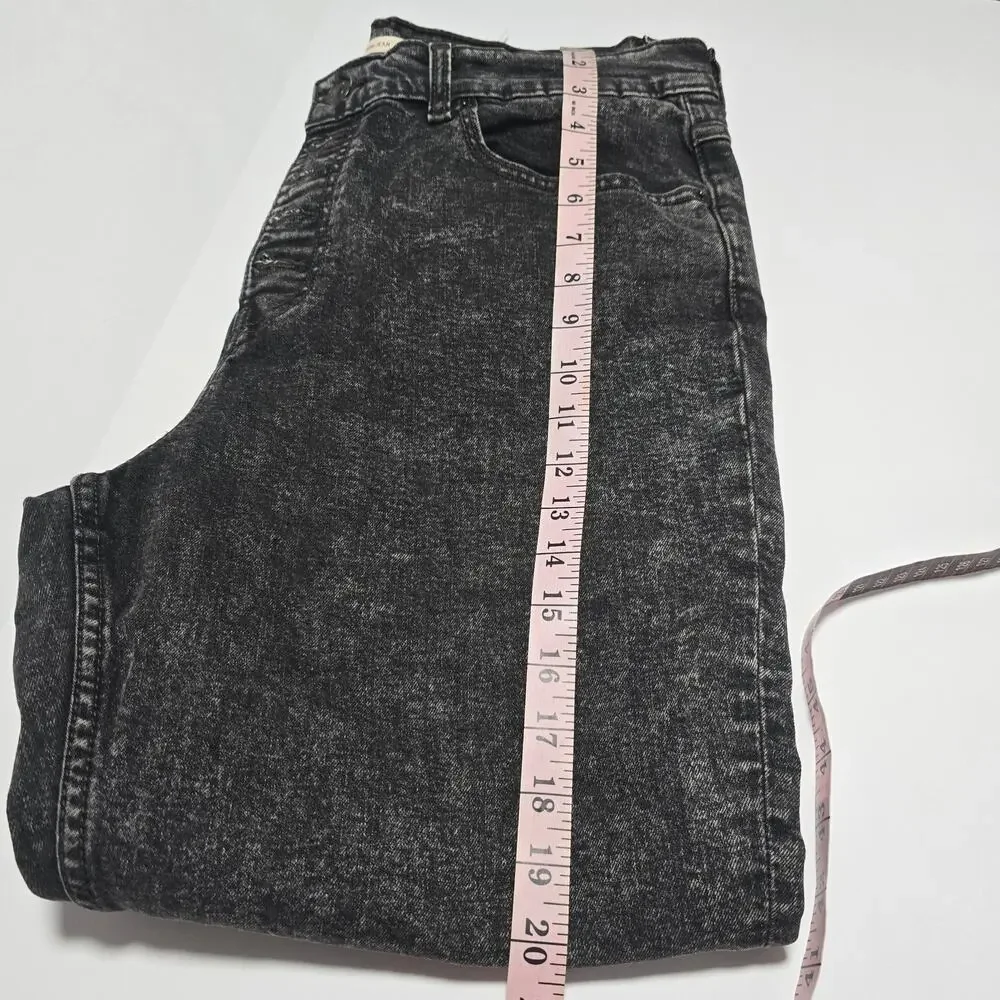Levi’s High Waisted Mom Jeans Black Acid Wash Raw Hem Straight Leg 32 Y2K Grunge - Picture 8 of 11
